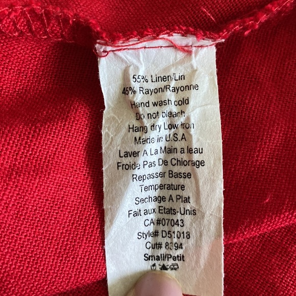 Potter’s Pot LA boutique Linen blend on/off shoulder faux button front tie belt - Picture 9 of 10